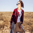 Trendige Hohl Velvet Kurze Baseball-Jacke