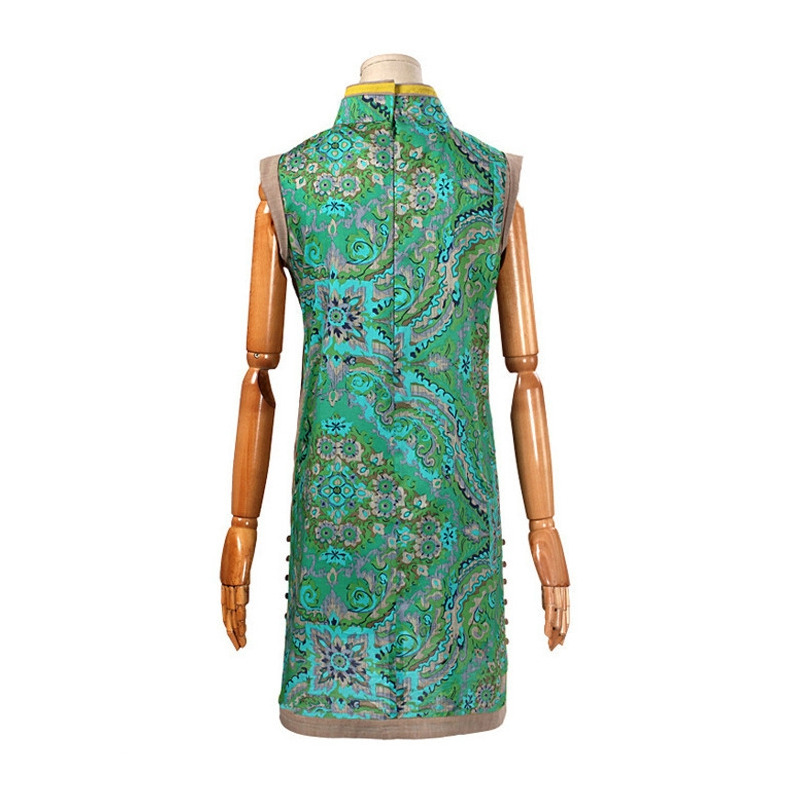 Platte Schnalle, Cheongsam Stitching Weste Kleid