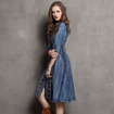 Cowboy Ethnischen Stil Stickerei Kordelzug-Ärmel Kleid