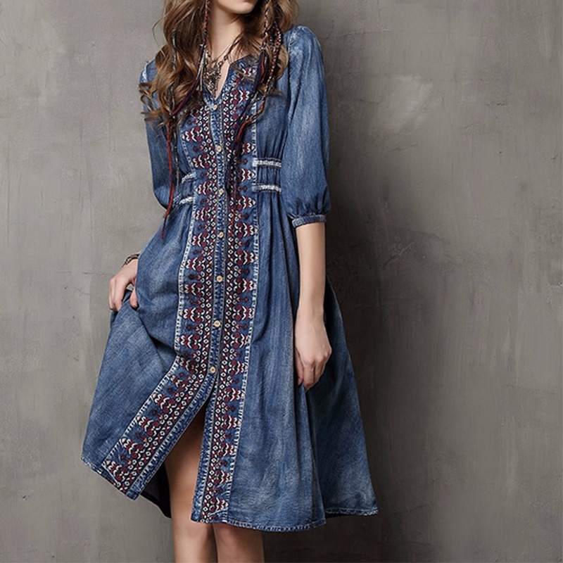 Cowboy Vintage Embroidered Frill Dress