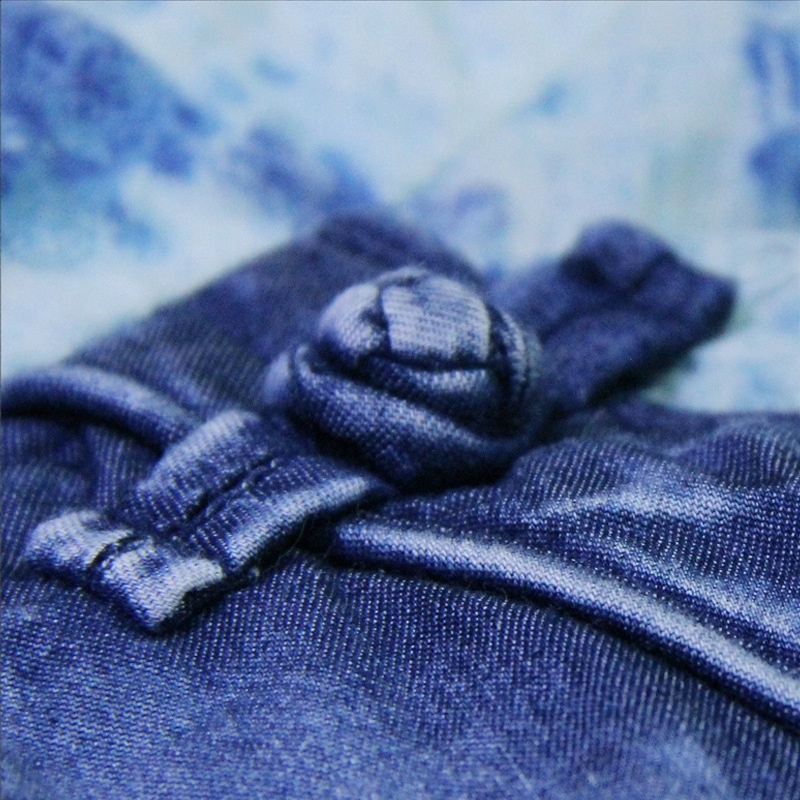 Weste Cheongsam Ethno-Stil Unregelmäßige Denim-Kleid