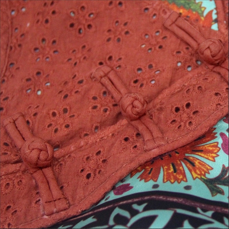 Cheongsam Embroidered Button Vest Dress