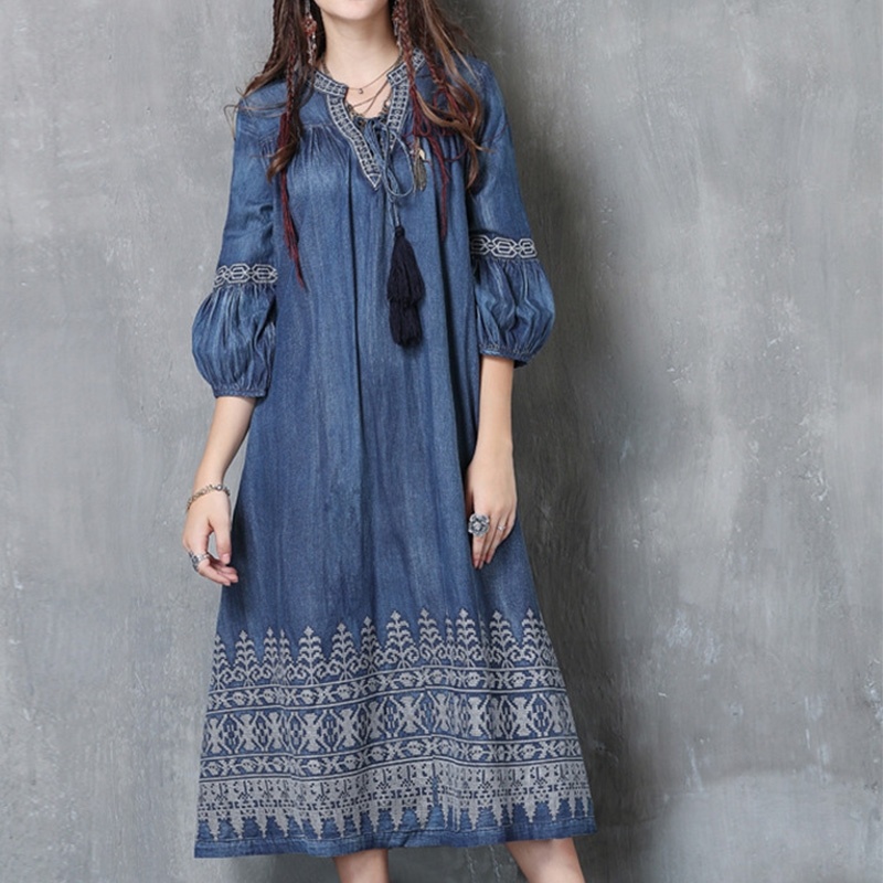 Cowboy Vintage Gland Manches Robe