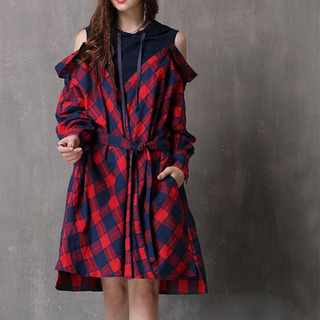 Gefälschte Zwei-Stück mit Langen Shirt Retro-Kleid | VoguesUs