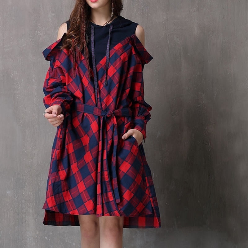 Gefälschte Zwei-Stück mit Langen Shirt Retro-Kleid | VoguesUs