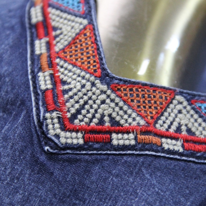Vintage Brodé Veste Jupe En Denim