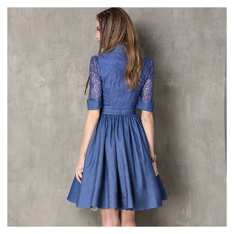 Embroidered Belt Dress