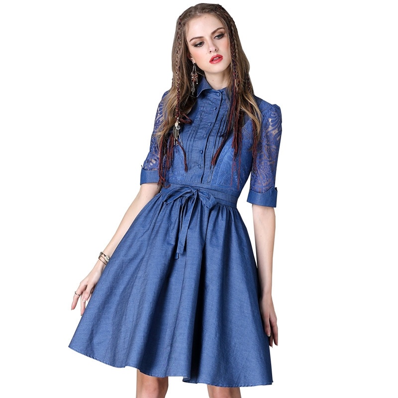 Embroidered Belt Dress