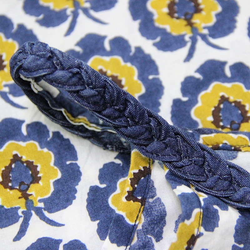 Vintage Print Halyard Braided Denim Dress | VoguesUs