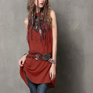 Cotton High Neck Stickerei Weste Vintage Kleid | VoguesUs