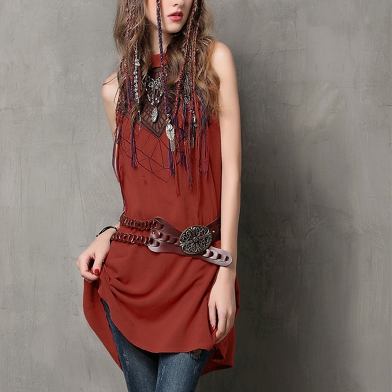Cotton High Neck Stickerei Weste Vintage Kleid | VoguesUs