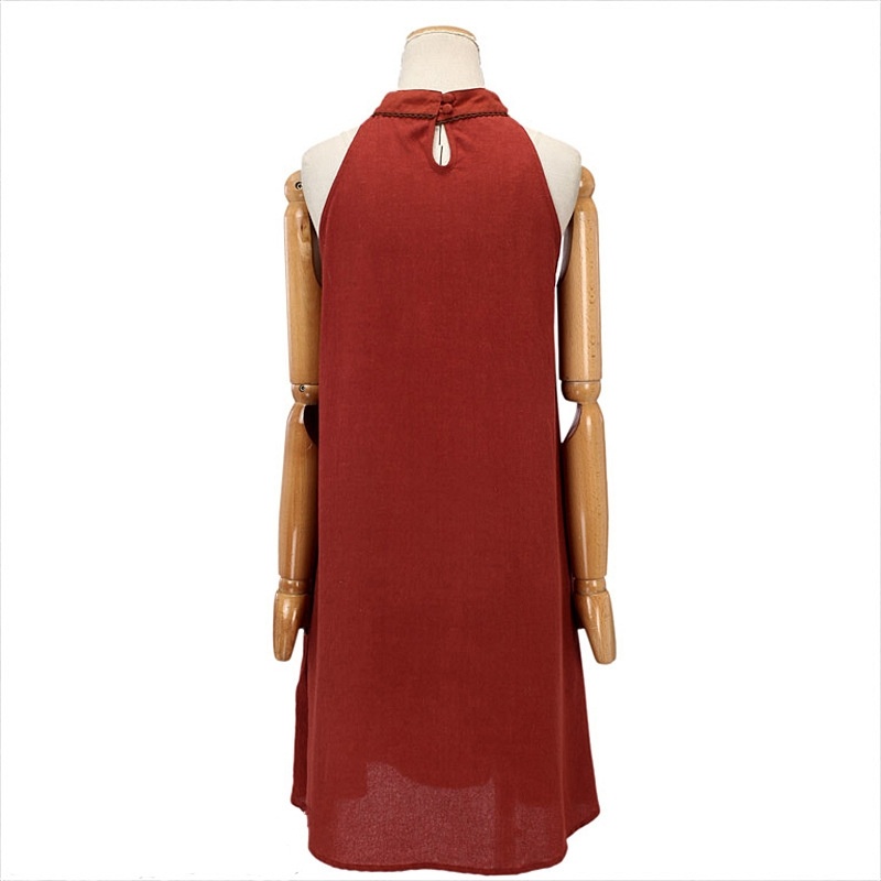 Cotton High Neck Stickerei Weste Vintage Kleid | VoguesUs