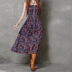 Printed Strap Long Vintage Blumen-Kleid
