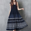 Embroidered Strap Retro Pleated Dress