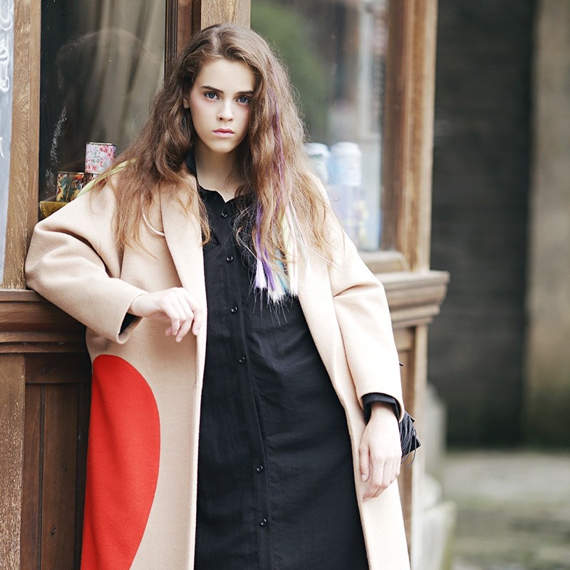 Fashion Simple Atmosphere Of The Long Spell Coat Color | VoguesUs