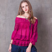 Rosa Chiffon Shirt Retro Langarm-Shirt