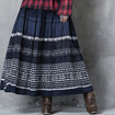 Elastic Waist Vintage Embroidered Pleated Skirt