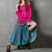 Multi-color Tassel Printing Long Swing Skirt