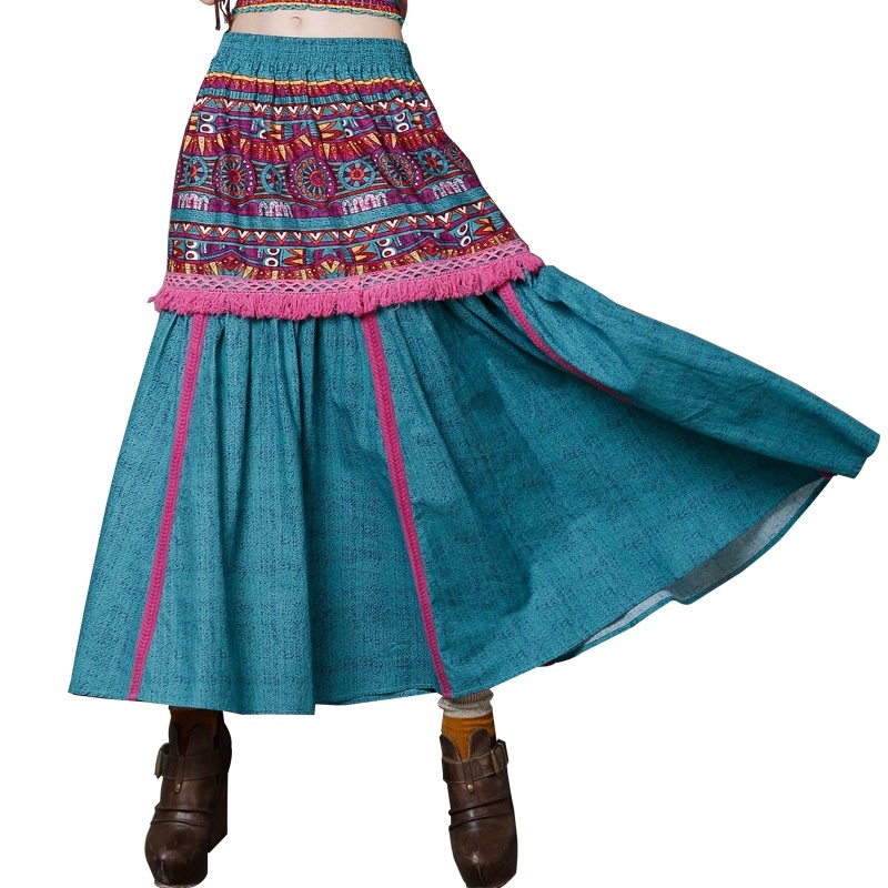 Multi-color Tassel Printing Long Swing Skirt | VoguesUs