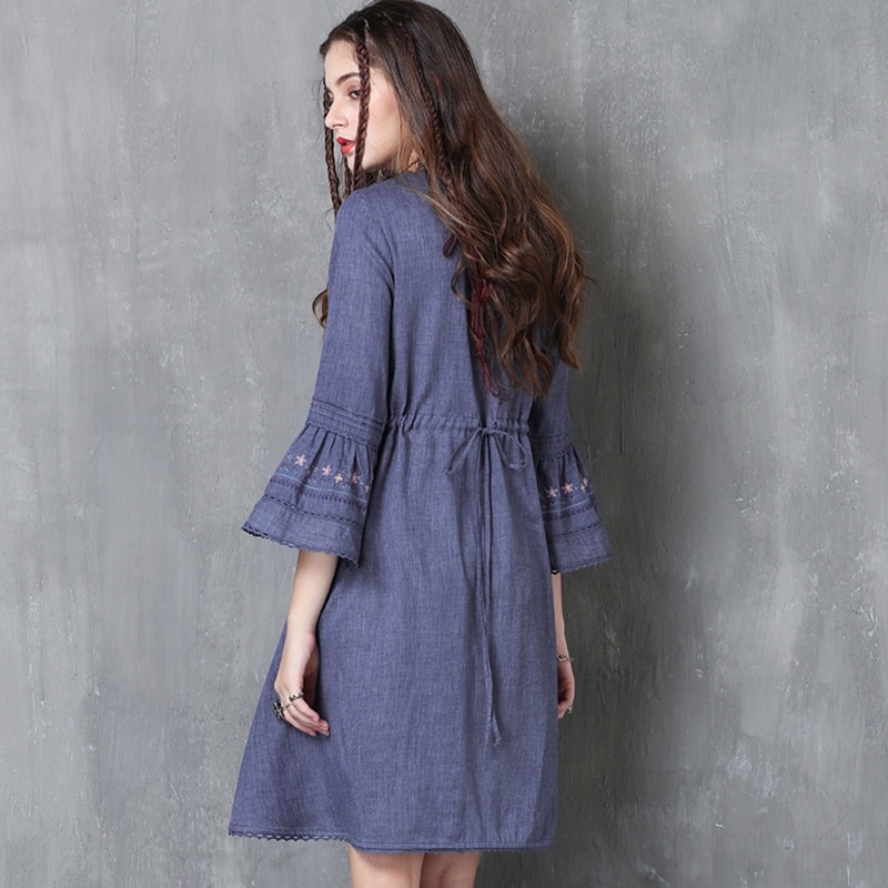 Big Swing Dress Retro Embroidered Dress