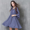 Flutter Sleeve Plus Size Swing Vintage Embroidered Dress