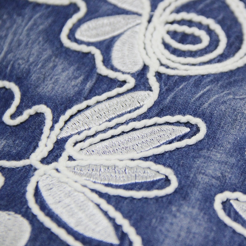 Embroidered Denim Retro Drawstring Dress | VoguesUs