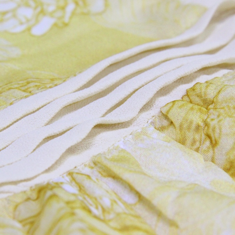 Fresh Yellow Print Chiffon Short Sleeve Doll Dress | VoguesUs