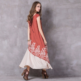 Large Ourlet Rétro Broderie Couches Robe | VoguesUs