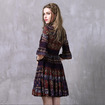 Ruffled Chiffon Ethnic Wind Round Neck Dress