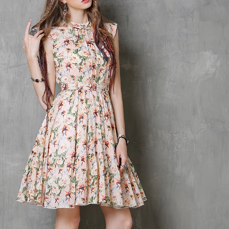 Bow Swing Retro Cotton Tank Dress