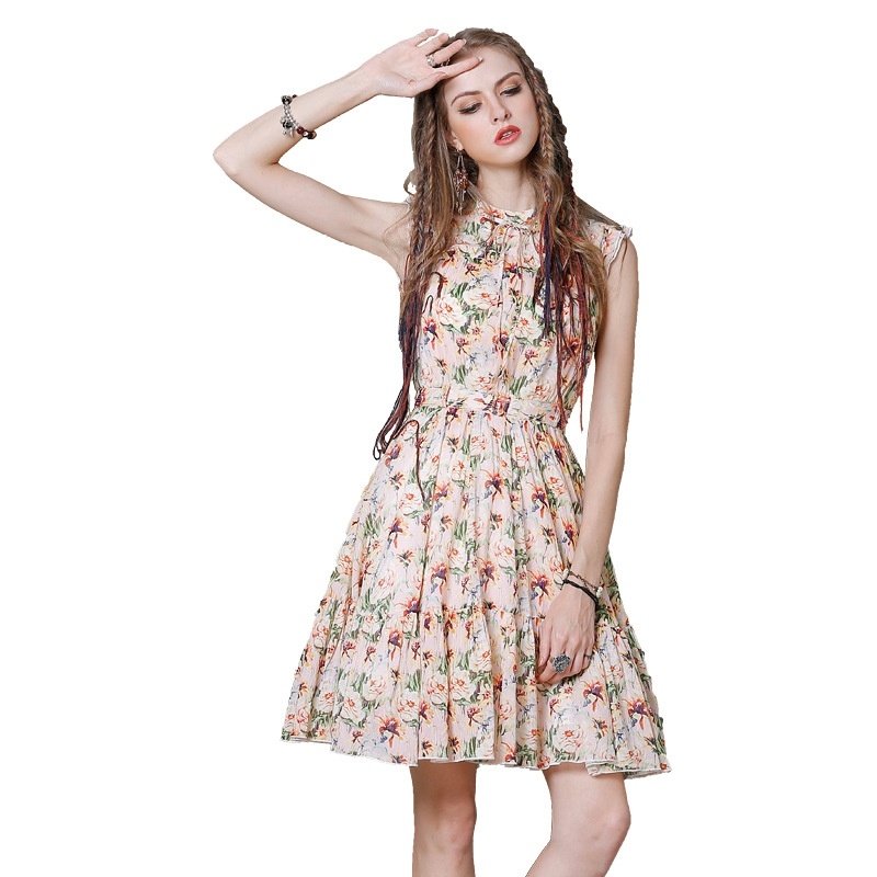 Bow Swing Retro Cotton Tank Dress