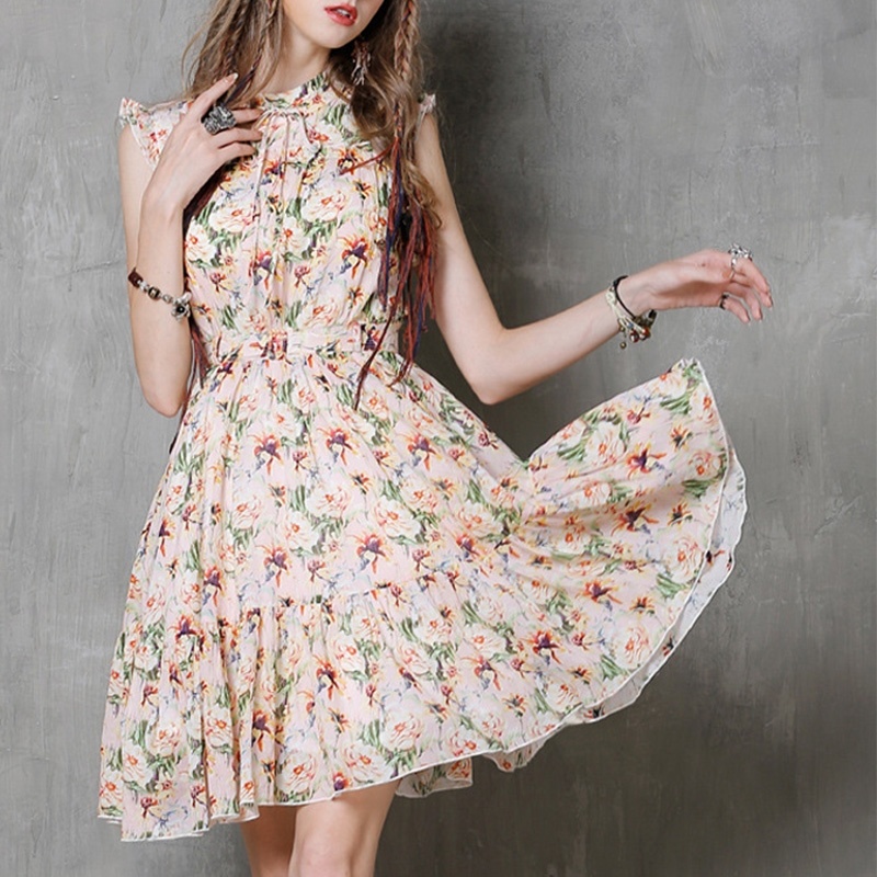 Bow Swing Retro Cotton Tank Dress