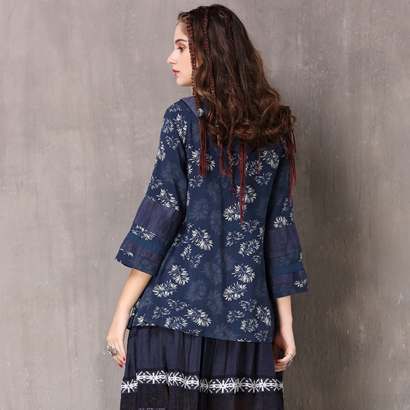 Print Ethnic Style Irregular Loose Shirt | VoguesUs