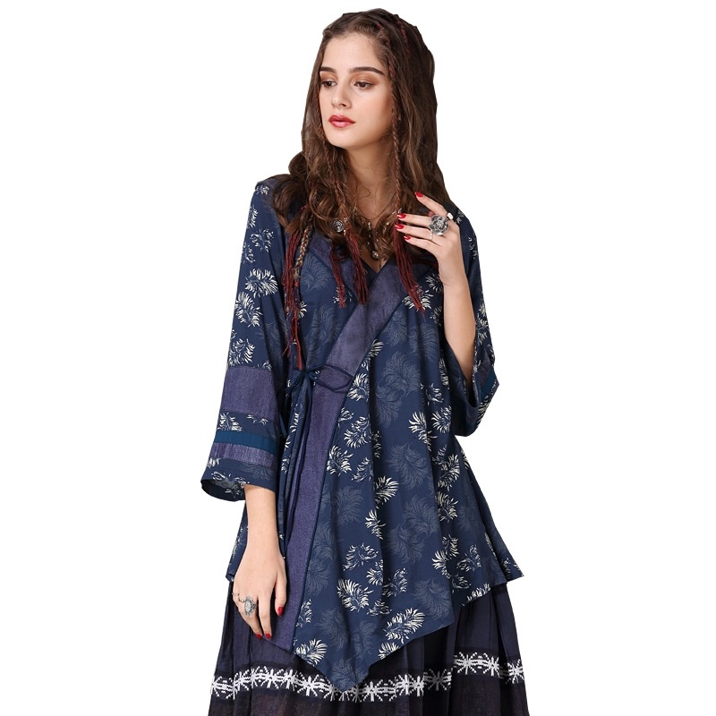 Print Ethnic Style Irregular Loose Shirt | VoguesUs