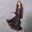 Plus Size Chiffon Ethnic Style Printed Ruffled Dress