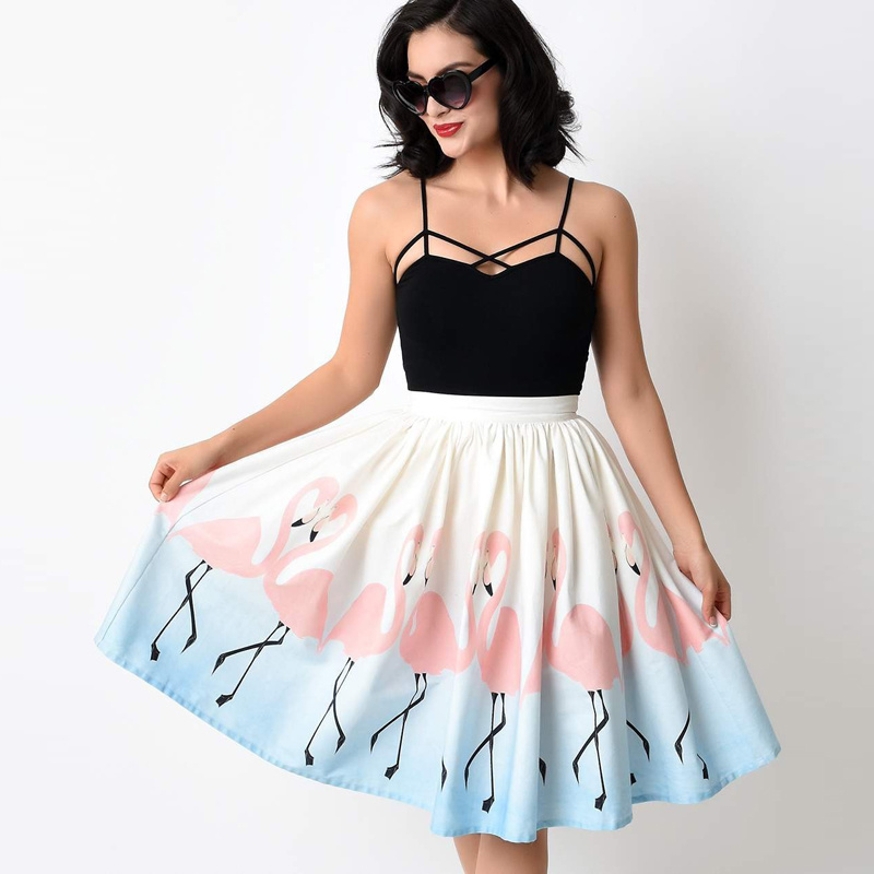 Dulce Lindo Flamingo Imprimir Falda Midi