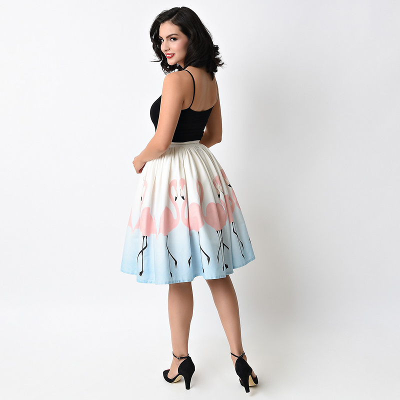 Süß, Niedlich, Flamingo Print Midi Skirt | VoguesUs