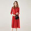 Red Stripe Half Sleeve Pure Robe De Soie