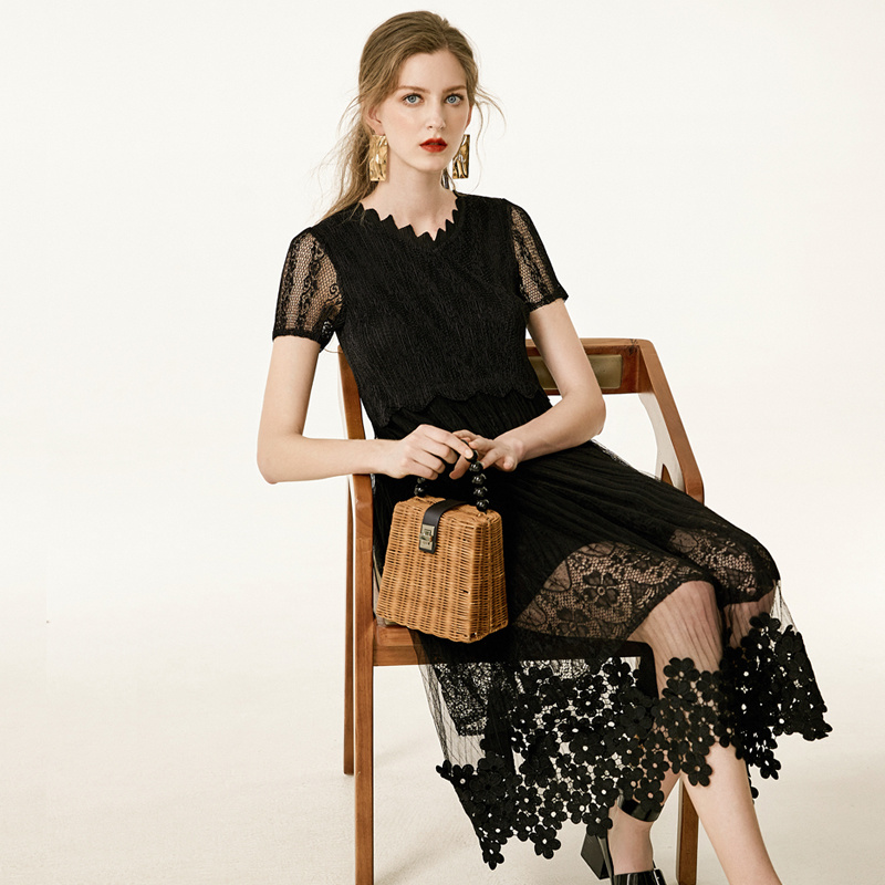 Wein-Rot-Jacquard-Kleid Mit Futter Taille Und Gespleißt Swing | VoguesUs
