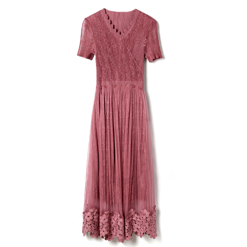 Wein-Rot-Jacquard-Kleid Mit Futter Taille Und Gespleißt Swing | VoguesUs