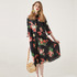 Pure Silk Floral Print Loose Plus Size Midi Dress | VoguesUs
