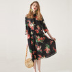 Pure Silk Floral Print Loose Plus Size Midi Dress