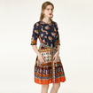 Indian Floral Print Reine Seide Shift Kleid Mit Gürtel
