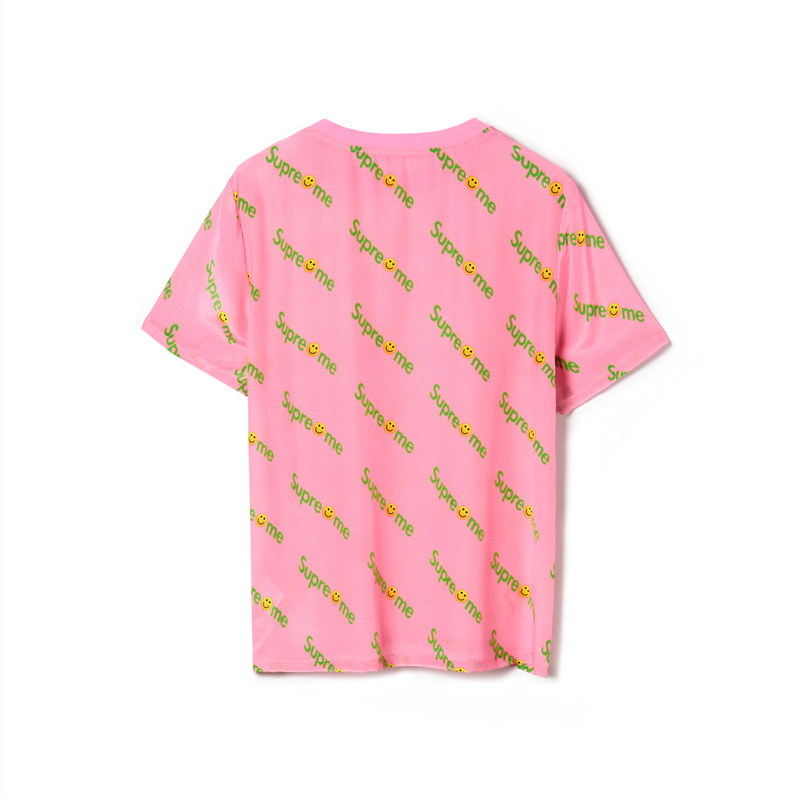 Rose Super Moi Lettre D'Impression Col Rond En Soie T-Shirt | VoguesUs
