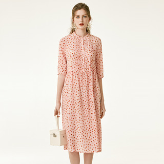 Pink Sweet Polka Dot Print Pure Silk Shift Dress | VoguesUs