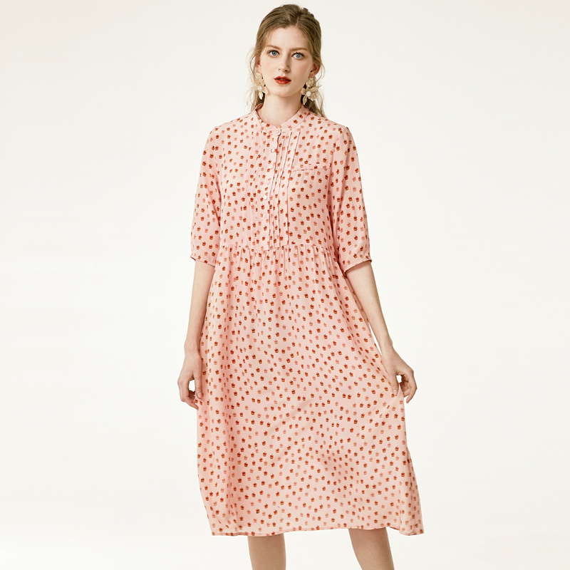 Rosa Sweet Polka Dot Print Reine Seide Shift Kleid | VoguesUs