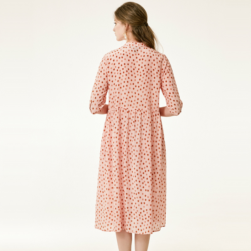 Rosa Sweet Polka Dot Print Reine Seide Shift Kleid | VoguesUs
