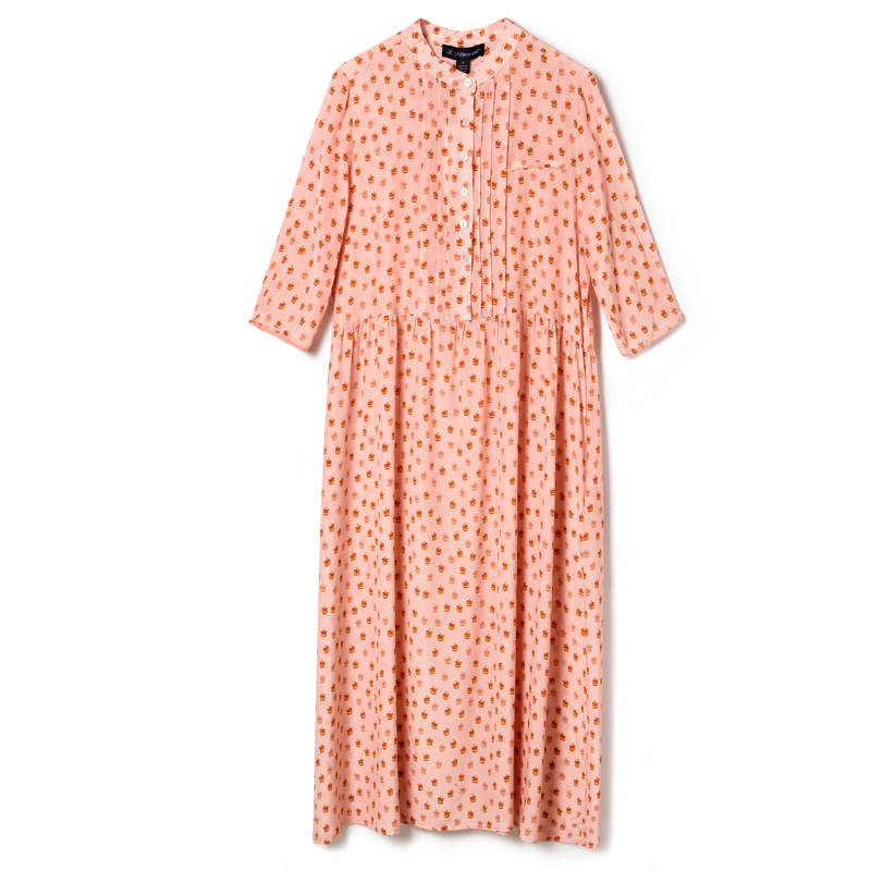 Rosa Dulce Impresión De Lunares Pura Seda De Cambio Del Vestido | De La VoguesUs