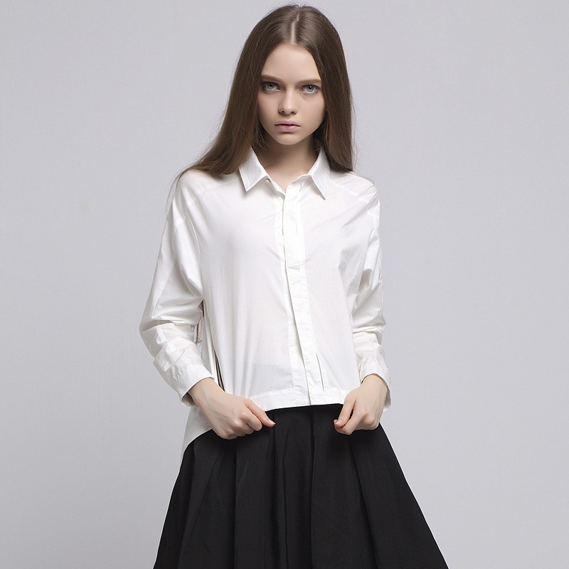 Mode Doux De Style Collège À Manches Longues, Chemise Blanche |