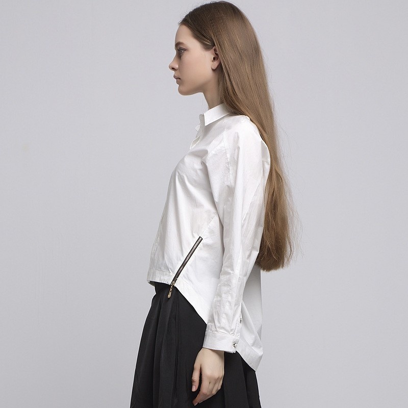 Mode Doux De Style Collège À Manches Longues, Chemise Blanche |